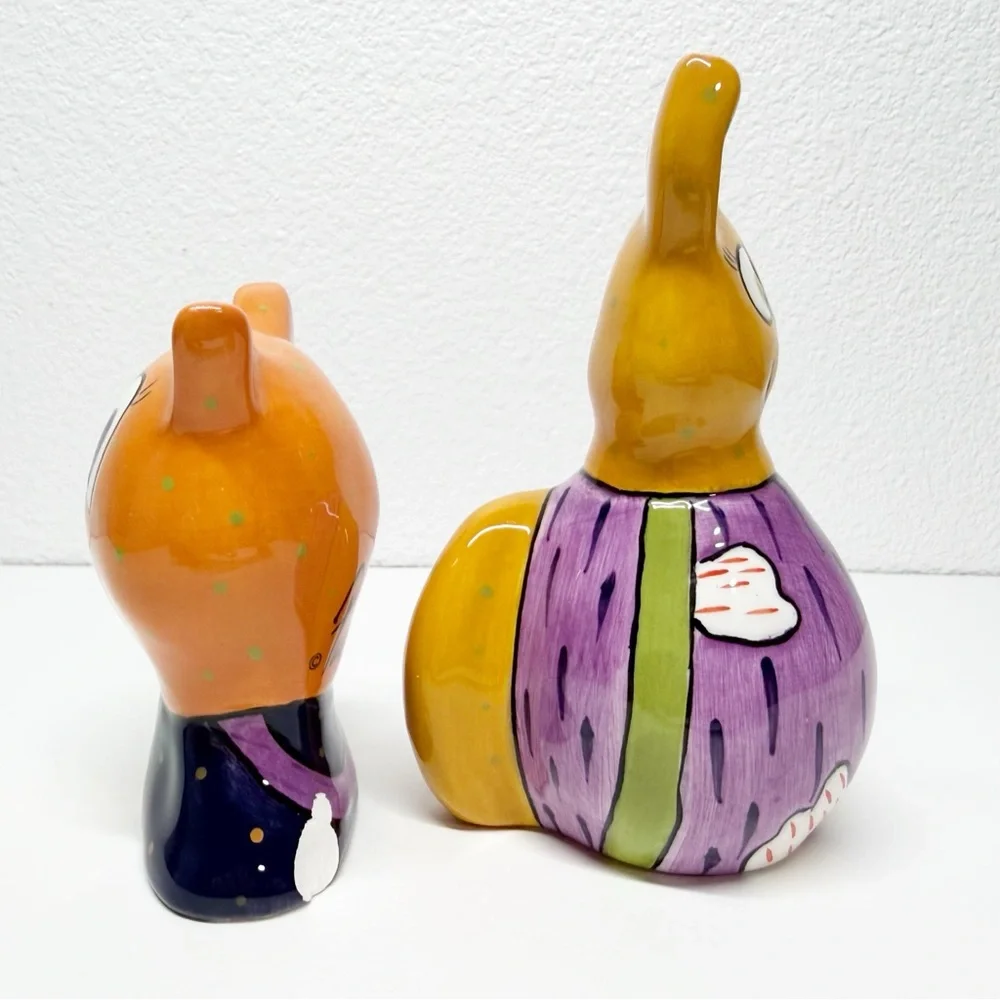 Vintage Pati Hand Painted Cat Salt Pepper Shakers